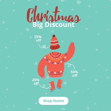 Modèle de visuel Big Discount Offers on Christmas Clothing - Instagram