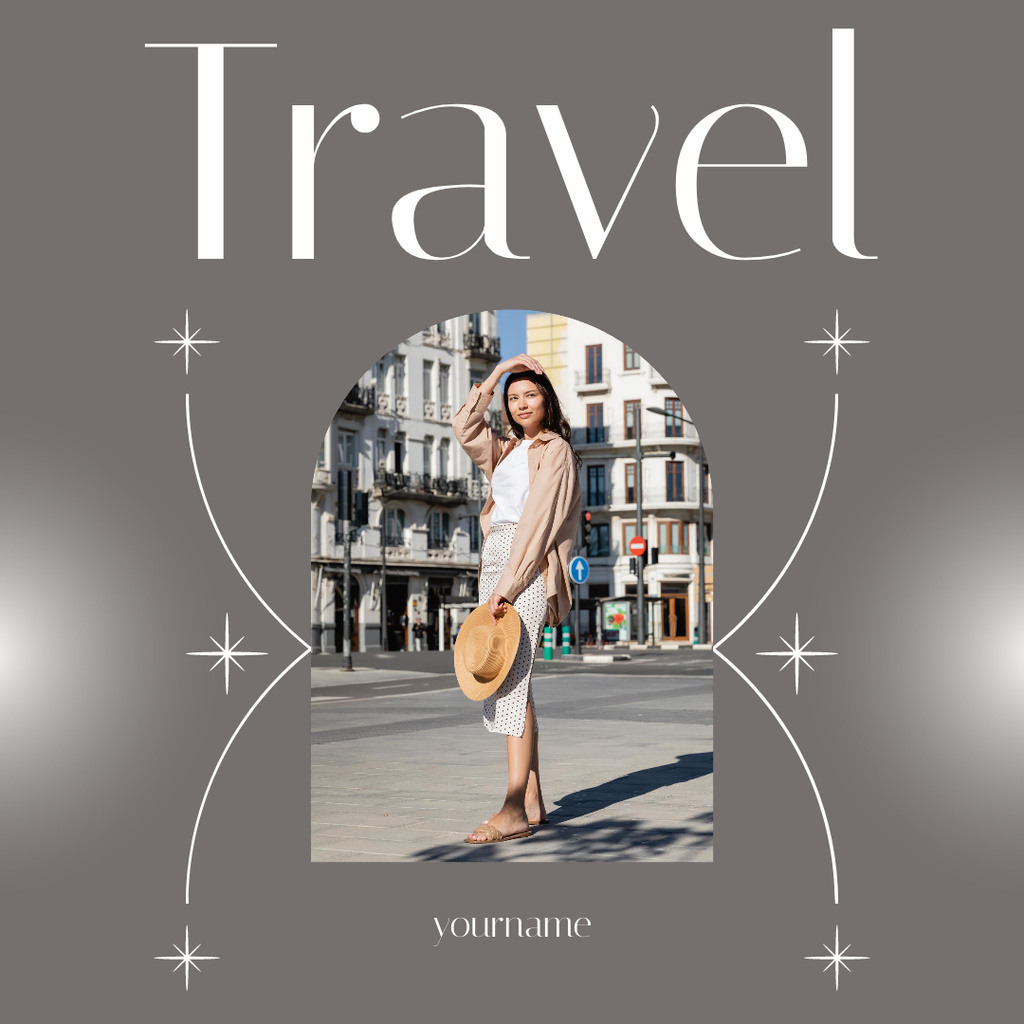 Woman Traveling Alone in City Instagram AD Tasarım Şablonu