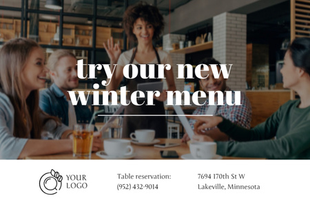 Offer of Winter Menu in Restaurant Postcard 4x6in tervezősablon