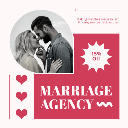 Designvorlage Rabatt auf Dienstleistungen einer Heiratsagentur für Instagram AD