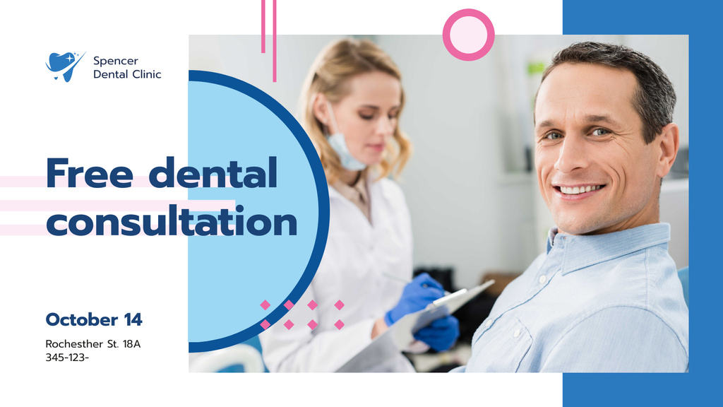 Modèle de visuel Dental Clinic promotion man smiling at Checkup - FB event cover