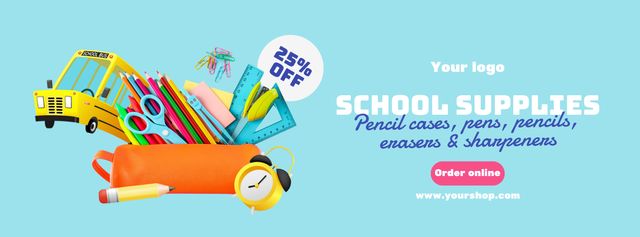 Back to School Special Offer of Supplies Facebook Video cover Πρότυπο σχεδίασης