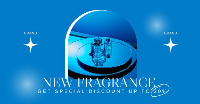 New Fragrance Ad on blue Facebook AD Šablona návrhu