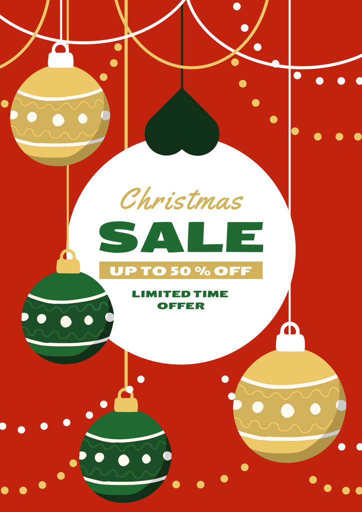 Christmas Accessories Sale Red Illustrated Poster – шаблон для дизайну