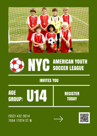 Youth Soccer League Club Ad Invitation – шаблон для дизайна
