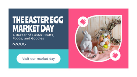 Plantilla de diseño de Anuncio del evento del día del mercado de huevos de Pascua FB event cover 