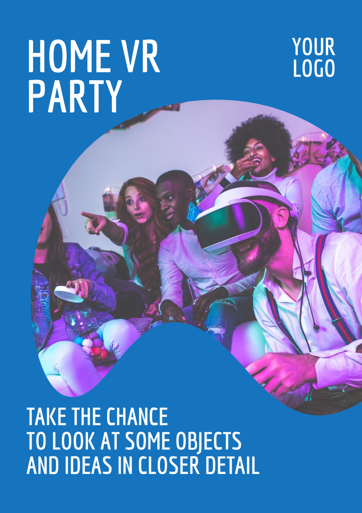 Virtual Party Announcement with Youth Poster Design Template