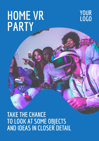 Virtual Party Announcement Poster Design Template