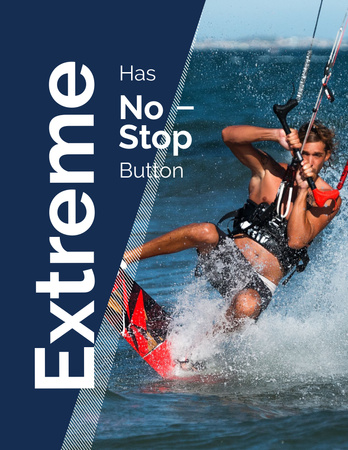 Extreme Inspiration Man Riding Kite Board Flyer 8.5x11in Tasarım Şablonu