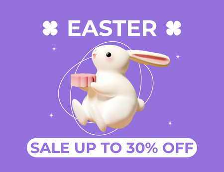Easter Promotion with Bunny with Biscuit Thank You Card 5.5x4in Horizontal Design Template