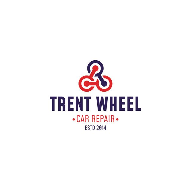 Car Repair Services with Wheels in Triangle Logo Modelo de Design
