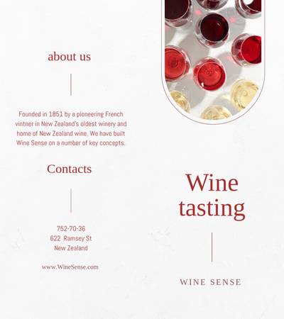 Various Wine in Wineglasses Brochure 9x8in Bi-fold Design Template