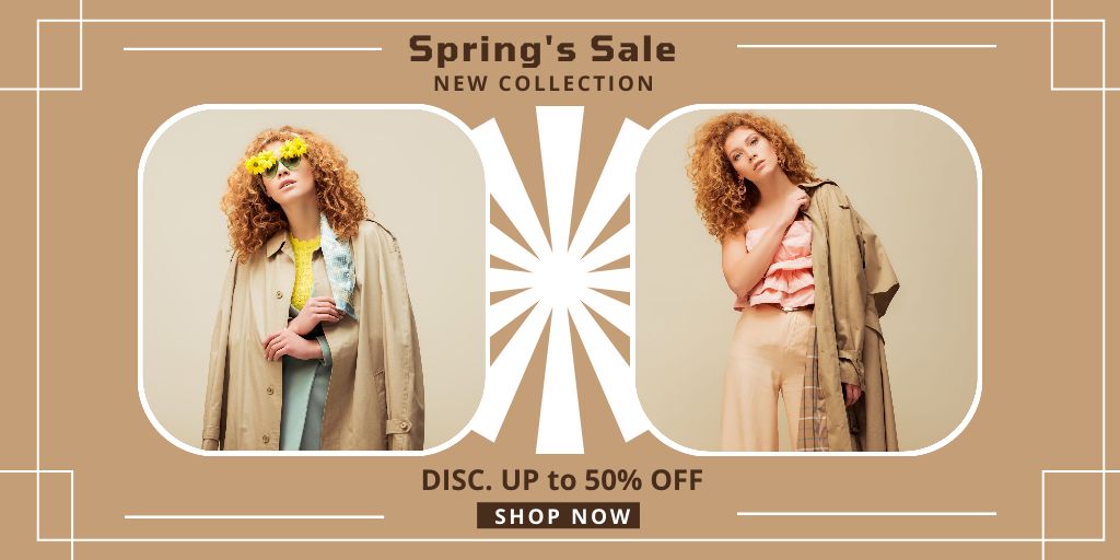 Collage with Sale of New Spring Collection Twitter – шаблон для дизайна