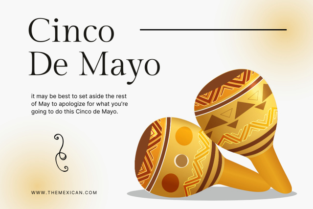 Lovely Holiday Cinco de Mayo Wish With Maracas Postcard 4x6in Design Template