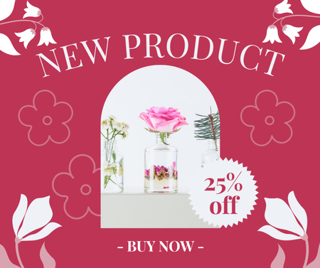 New Fragrance Ad with Flowers in Bottles Facebook Design Template