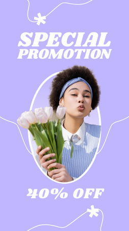 Special Promotion 40 Off For Spring Flowers Instagram Story Design Template