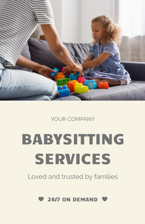 Modèle de visuel Babysitting Services Announcement with Bright Toys - Flyer 5.5x8.5in