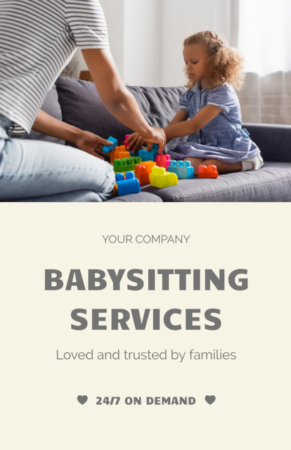 Babysitting Services Announcement with Bright Toys Flyer 5.5x8.5in Tasarım Şablonu