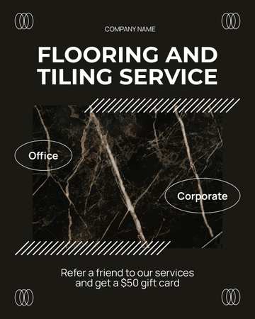 Flooring & Tiling Services Ad with Stylish Tile Instagram Post Vertical Design Template