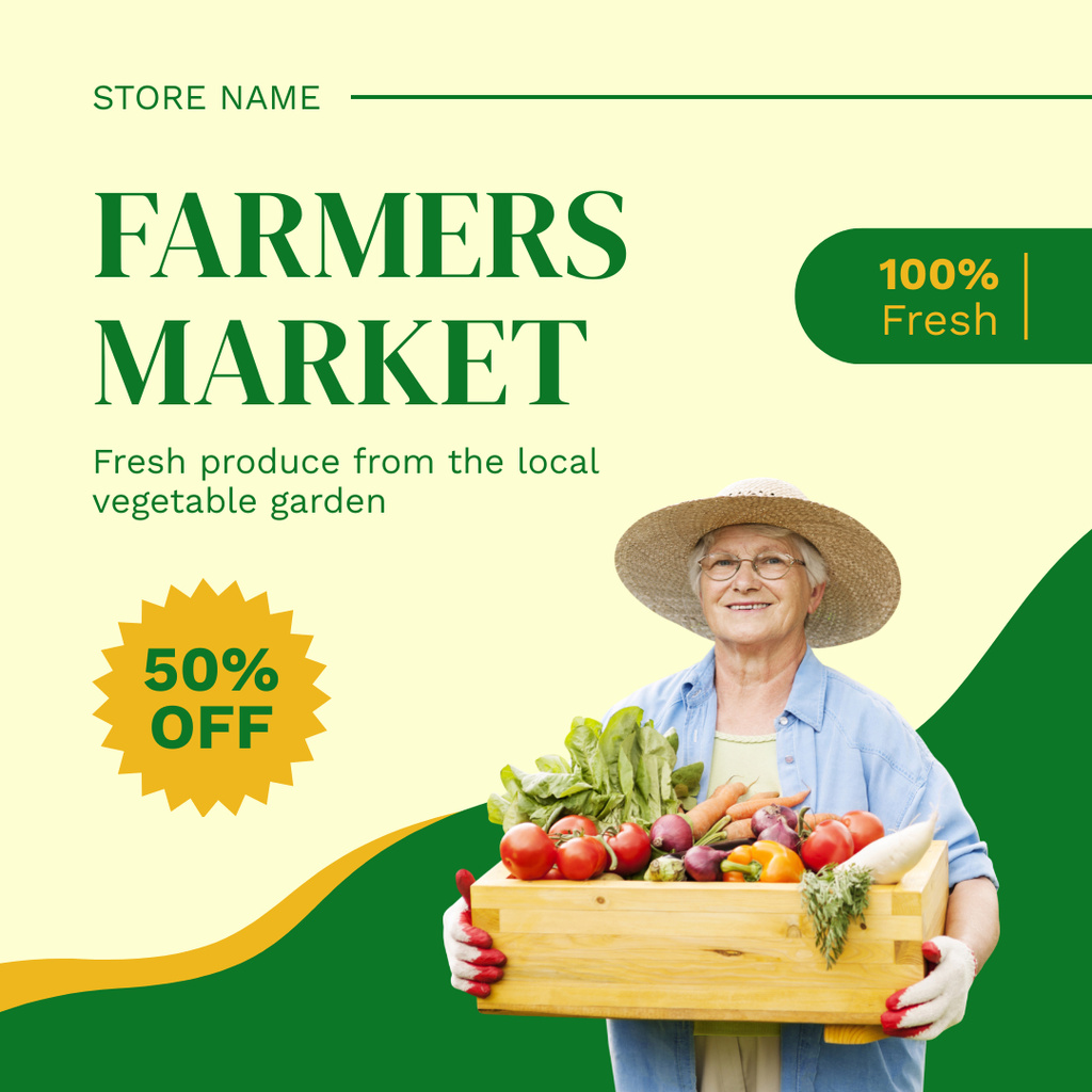 Discount on Fresh Produce from Local Garden Instagram Tasarım Şablonu