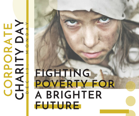 Ontwerpsjabloon van Facebook van Poverty quote with child on Corporate Charity Day
