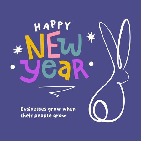 New Year Greeting with Cute Rabbit Instagram Design Template