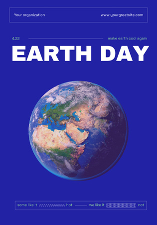 Designvorlage Earth Day Ad with Planet on Blue für Poster 28x40in