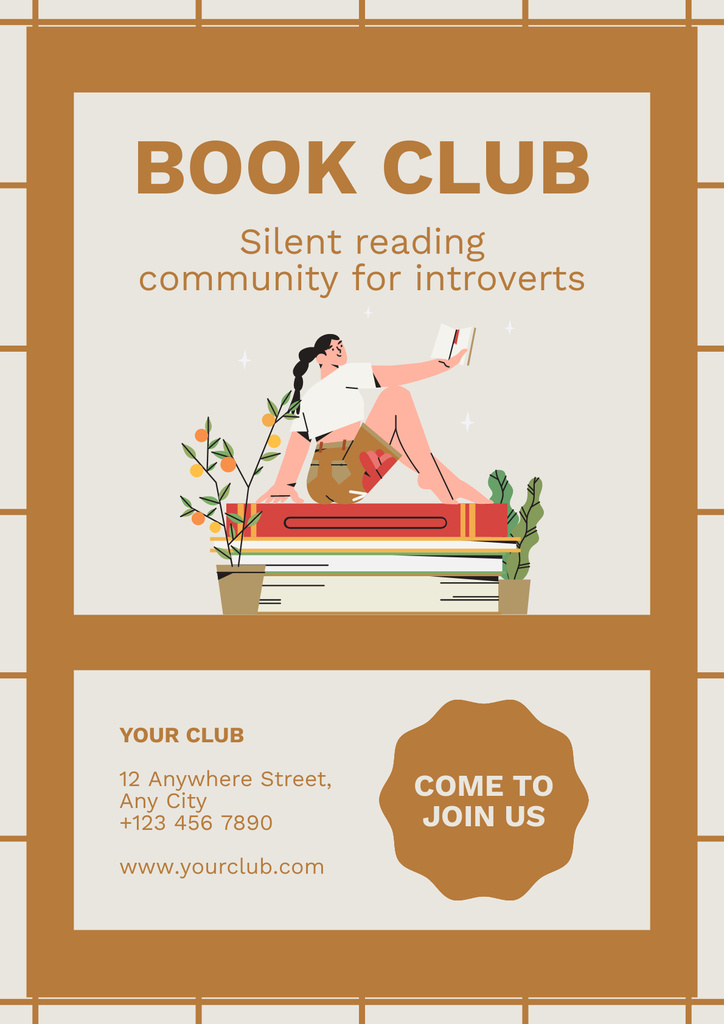 Ontwerpsjabloon van Poster van Book Club Ad on Beige