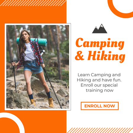 Have Fun With Leaning Camping and Hiking Instagram AD Design Template