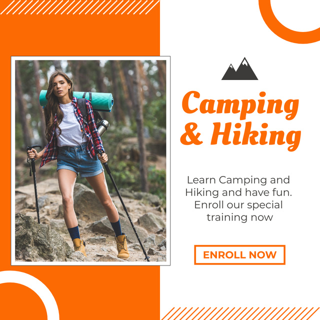 Have Fun With Leaning Camping and Hiking Instagram AD Modelo de Design