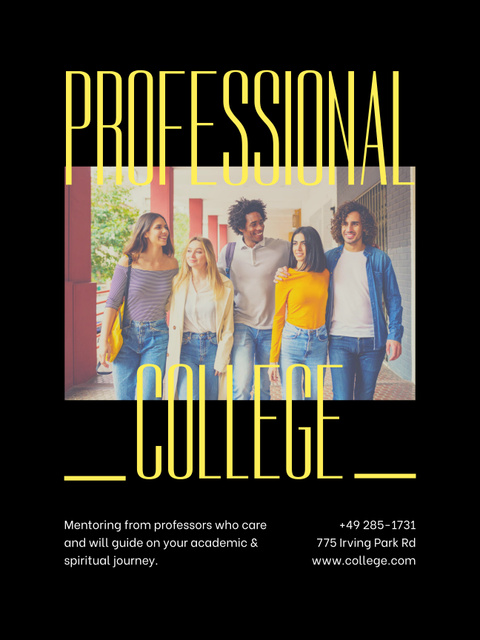 Group of Students Friends in College Poster 36x48in Design Template