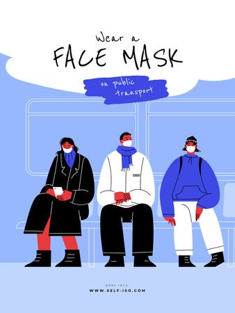 Template di design People wearing Masks in Public Transport Poster US