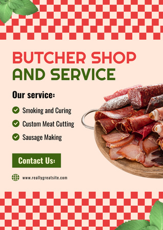 Butcher Shop and Services Poster Design Template