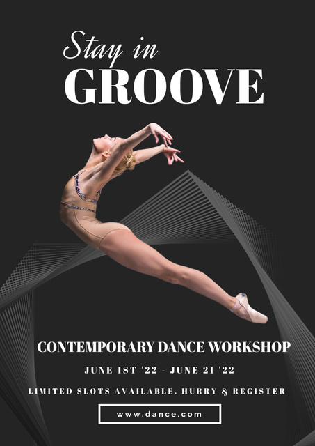 Dance Workshop Ad with Young Female Dancer Poster A3 Design Template