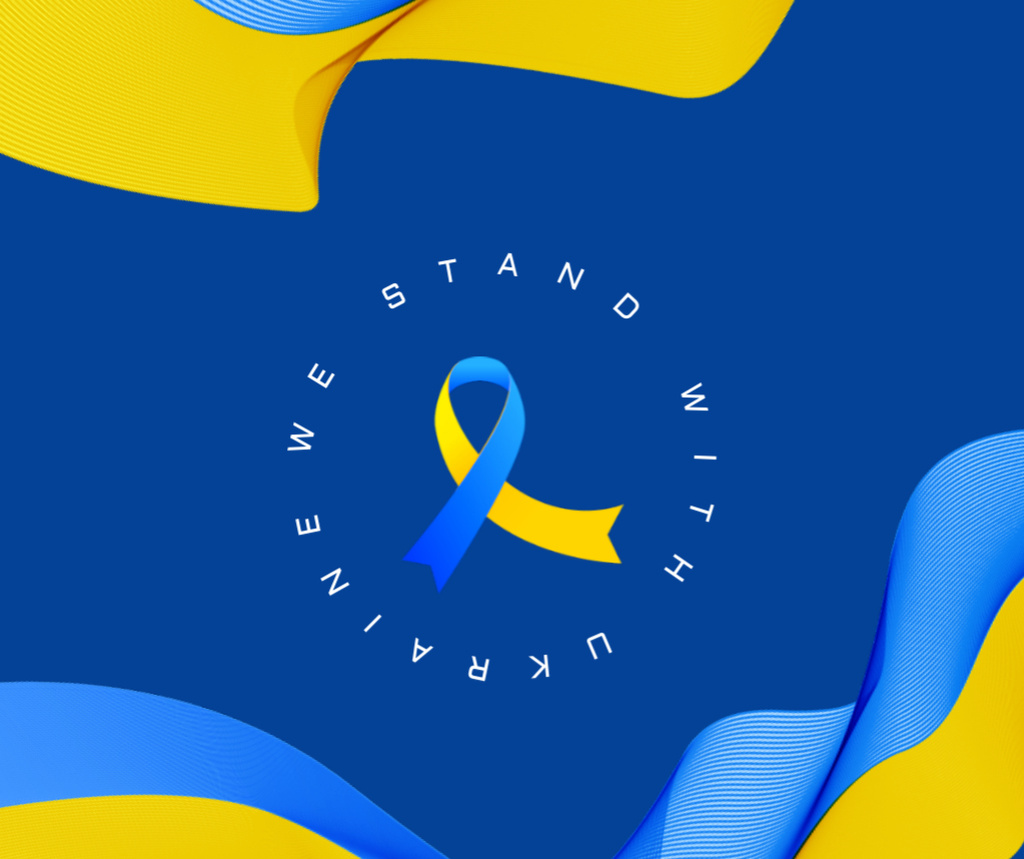 Call to Stand with Ukraine with Ribbon Facebook Modelo de Design
