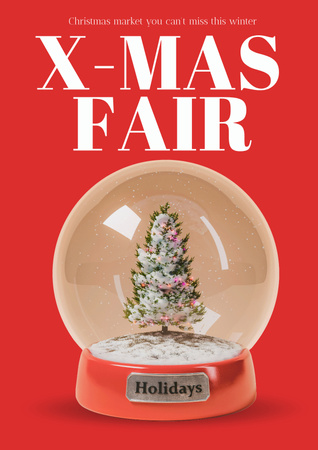 Platilla de diseño Christmas Holiday Market Tree in Snowball Poster