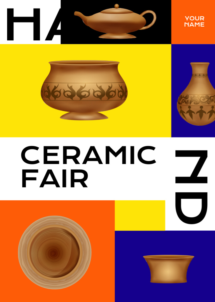 Ceramic Fair With Illustrated Kitchenware Flayer Modelo de Design