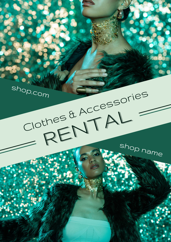 Rental luxurious festive clothes and accessories Poster Πρότυπο σχεδίασης