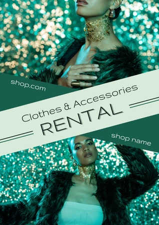 Rental luxurious festive clothes and accessories Poster Design Template