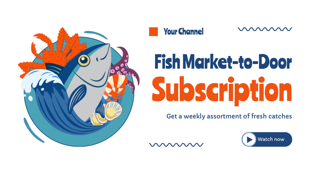 Fish Market Blog Subscription Offer Youtube Thumbnail Design Template