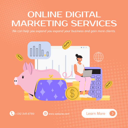 Online Digital Marketing Services LinkedIn post Design Template
