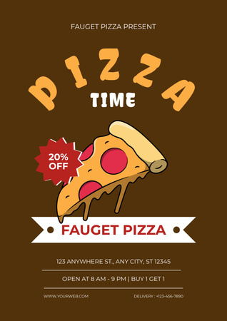 Discount Time for Appetizing Pizza Poster Design Template