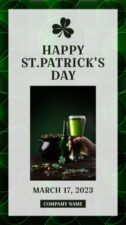 Happy St. Patrick's Day with Glass of Beer Instagram Story Design Template