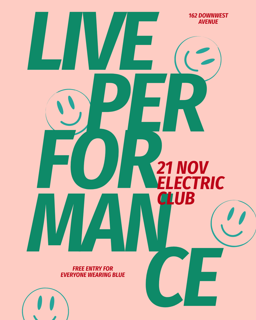Live Performance Event Cute Pink Announcement Poster 16x20in – шаблон для дизайну