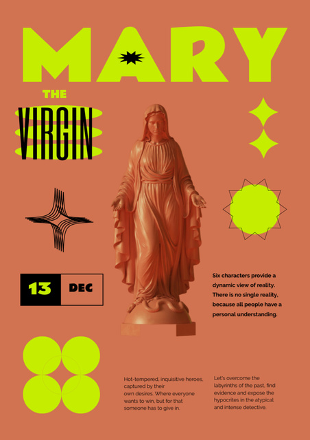 Designvorlage Theatrical Show Announcement with Saint Mary Statue für Poster A3