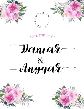 Platilla de diseño Save the Date of Wedding in Floral Frame Invitation 13.9x10.7cm