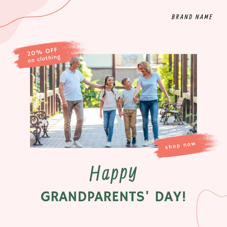 Ontwerpsjabloon van Instagram van Happy Grandparents' Day kledinguitverkoop aanbieding