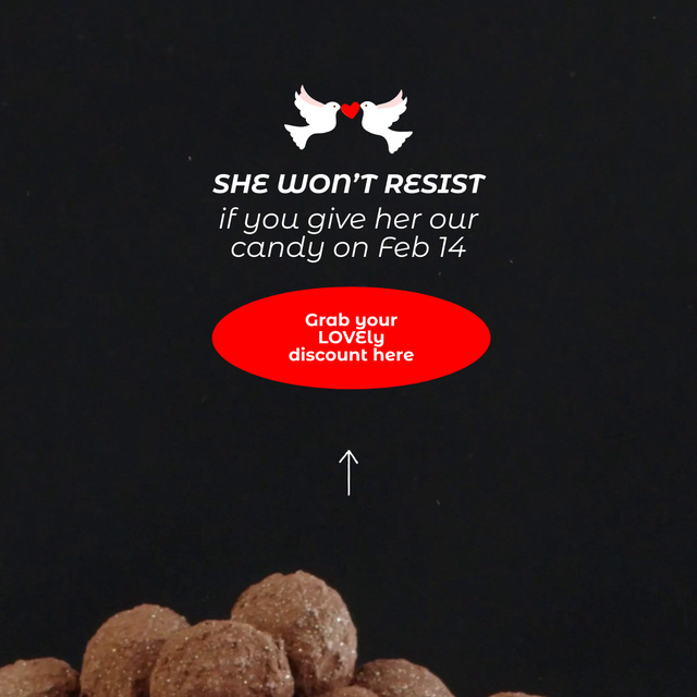 Valentine`s Day Candy Discount and Doves Animated Post Tasarım Şablonu