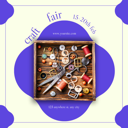 Announcement for Craft Fair with Sewing Tool Box Instagram Design Template