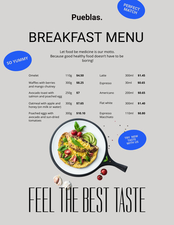 Plantilla de diseño de Mejor anuncio de menú de desayuno Menu 8.5x11in 